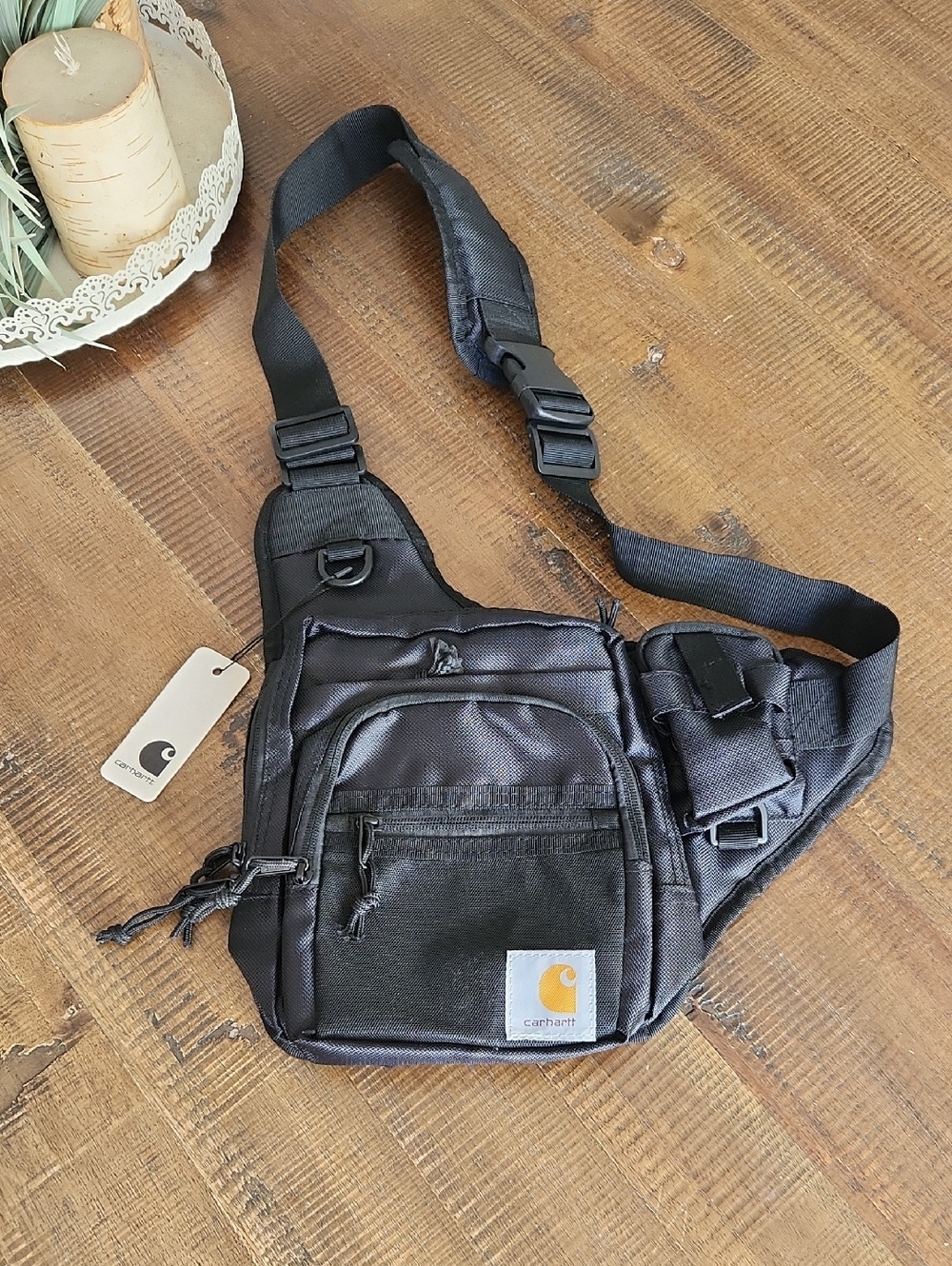 Carhartt WIP Delta Black Crossbody Sling Bag - Durable Everyday Carry